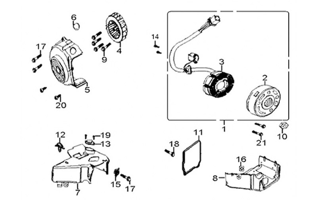 01-Stator Coil / Magneto Assembly-E-10-HS