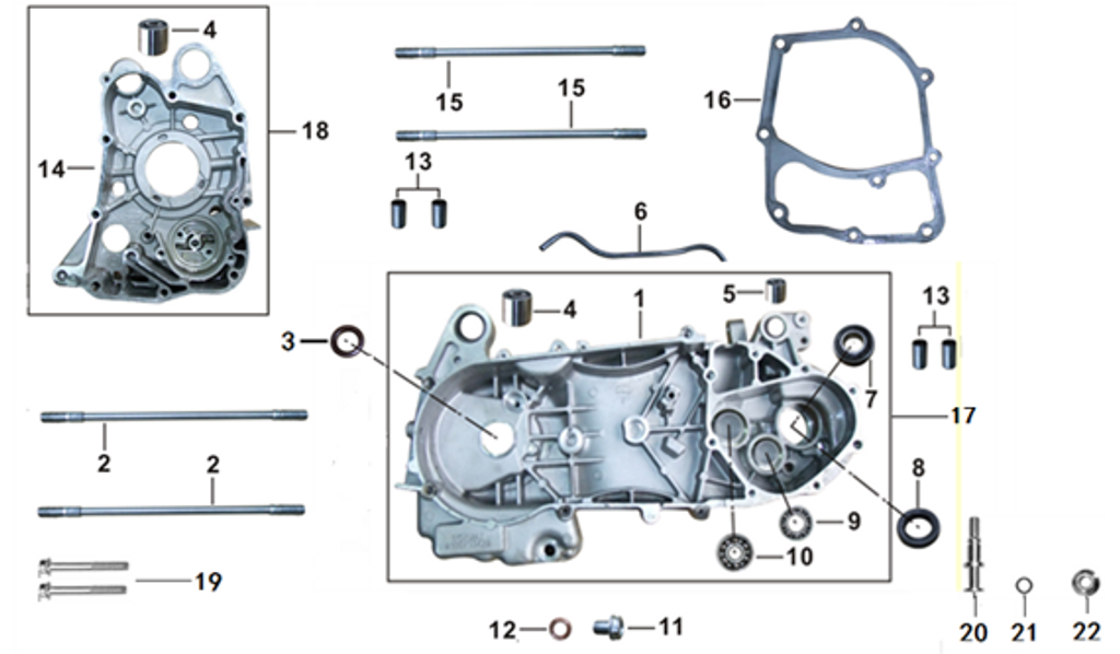 14- BODY SET RIGHT CRANKCASE 052QMI0-0204100F0