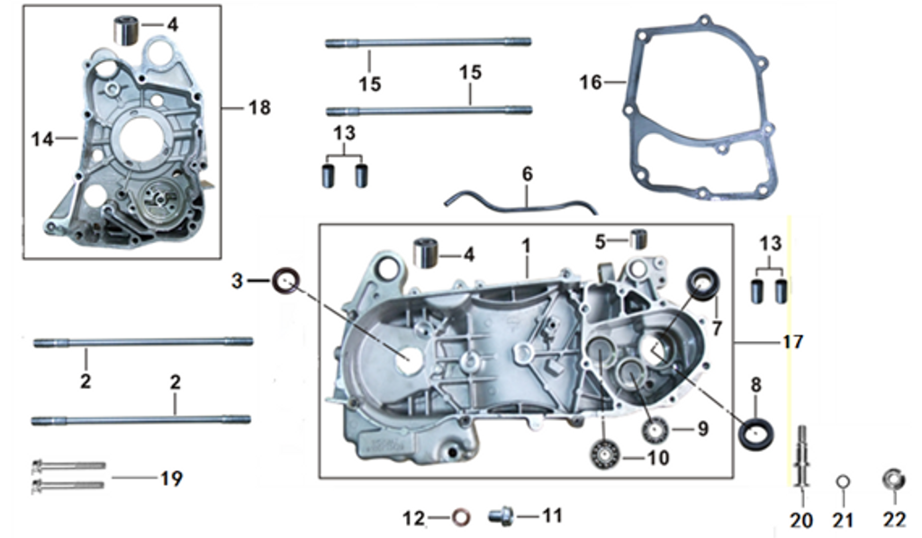18- CRANKCASE ASSY. RIGHT 052QMI0-0204000F0