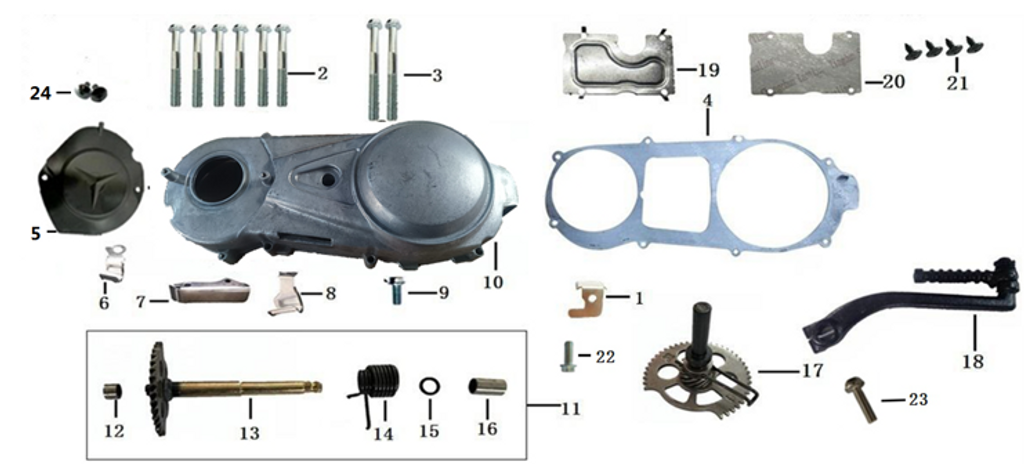 13- KICK START SHAFT 052QMI0-0901005B0