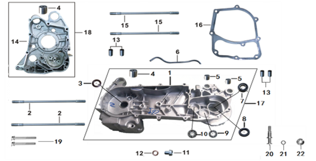 01 BODY SET LEFT CRANKCASE 052QMI0-0201100I0