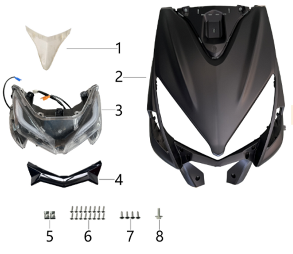 04- MATTE BLACK JN-101 SMALL UNDER HEADLIGHT PANEL 3.04.1000.11000042871091 RCS 50