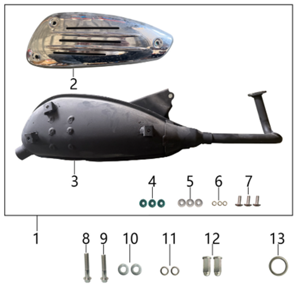 02 Muffler outer cover Chrome-plated 1.16.0004.10004160120065 RTS 50