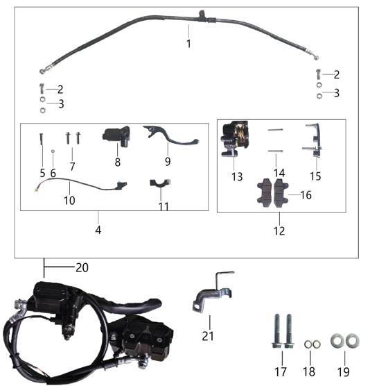 12 Rear disc brake lower pump assembly-black 1.90.02.4380.012 MOD 150
