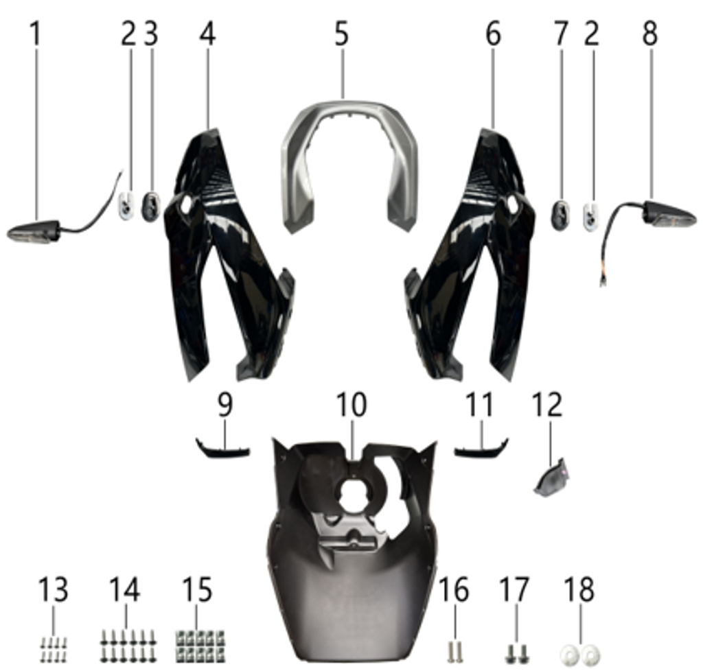 09 Right front fascia - GLOSS BLACK JN-029 3.04.4109.14109040970081 NTS 200i