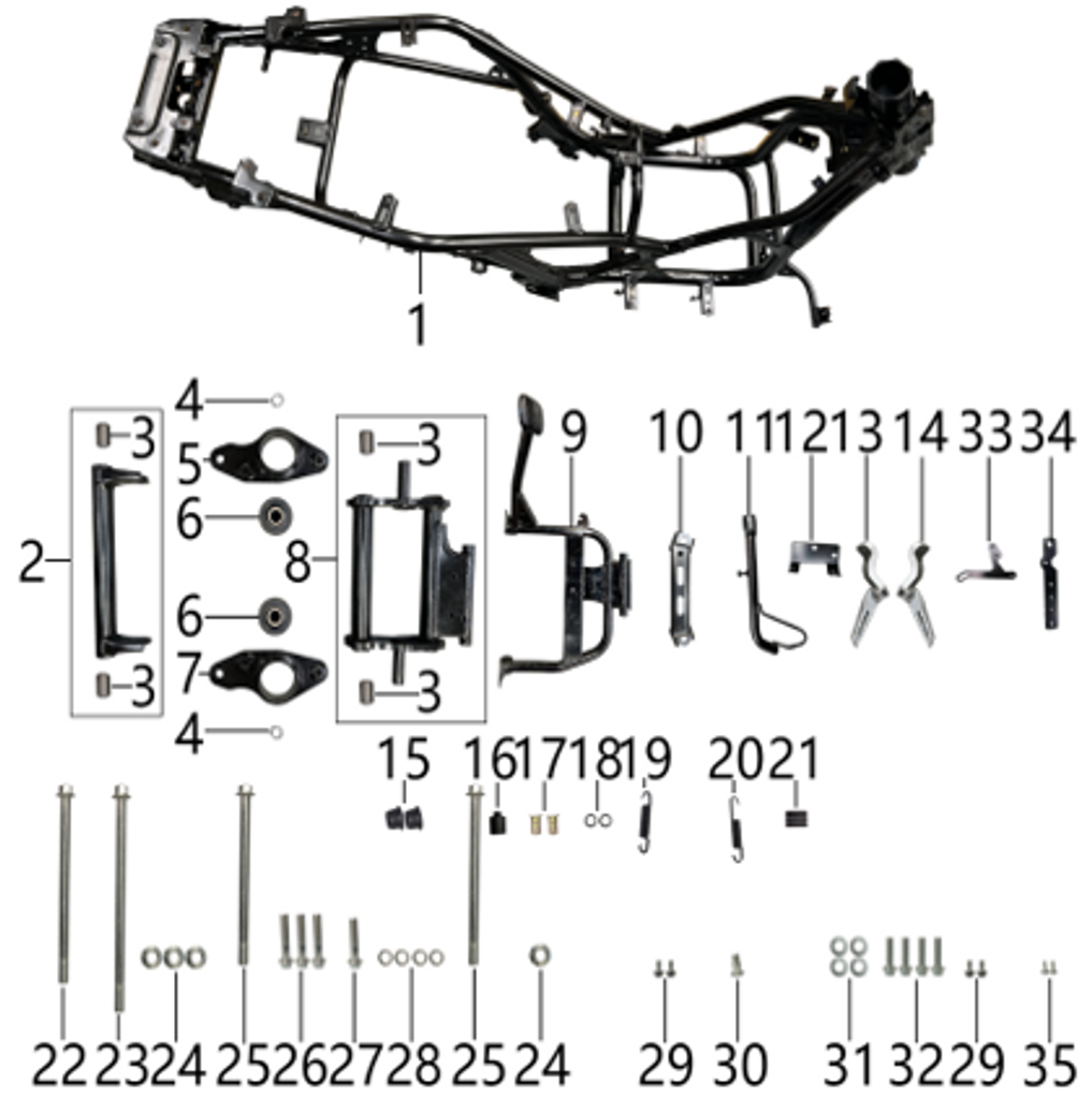 02 Hanger left and right cushion bracket connector assemblies 1.90.99.4050.003 NTS 200i