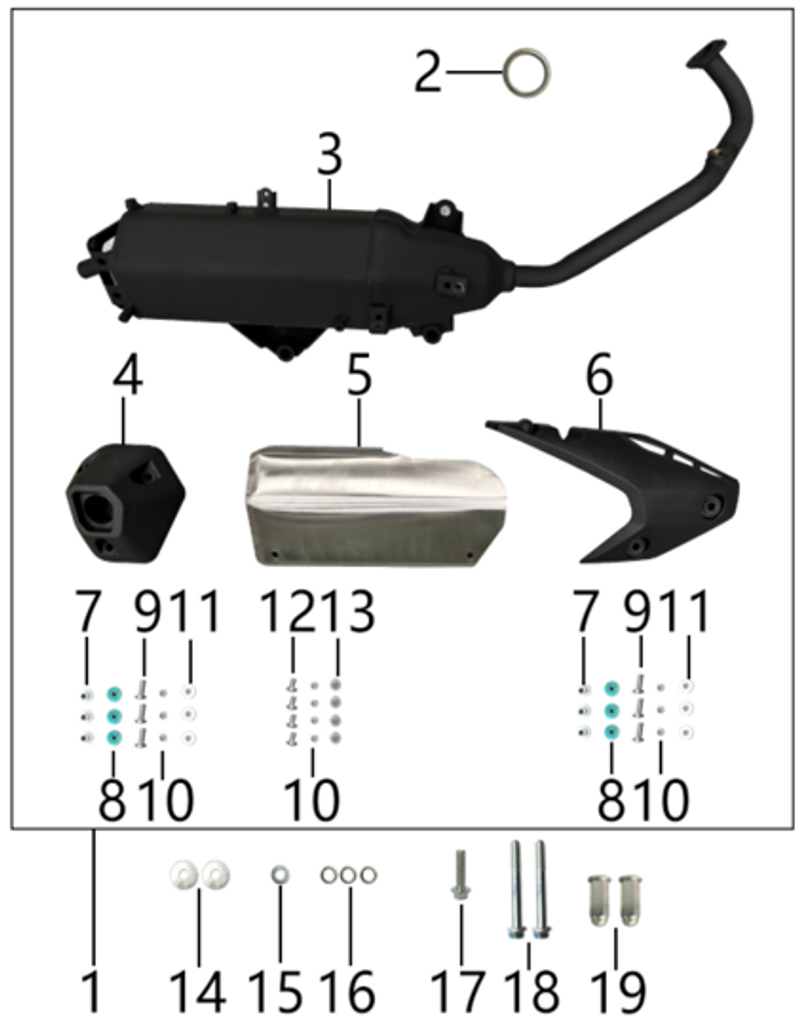 06 Muffler plastic front cover (with I-beam rubber) 1.90.05.4109.003 NTS 200i