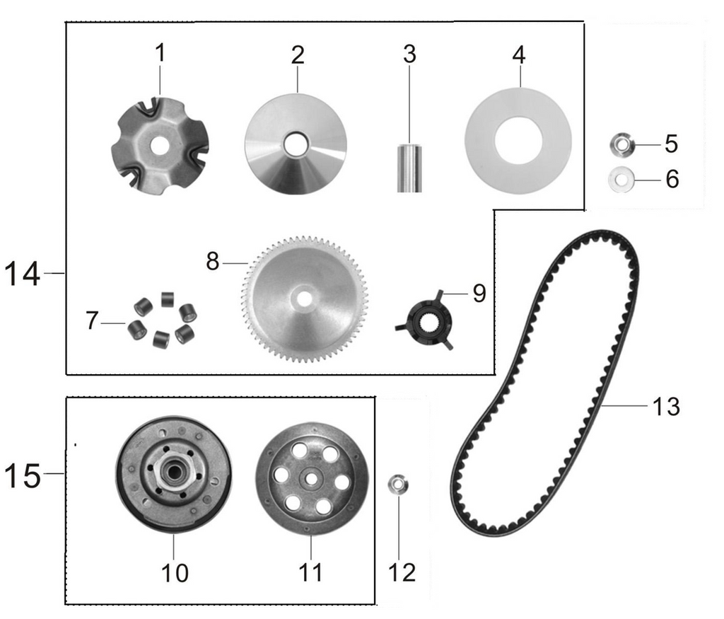 10 Slave Pulley Set 039QMB0-100250000 RCS 50