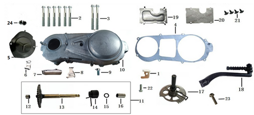 14- SPRING,KICK START SHAFT 052QMI0-090000200