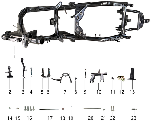 17 Axle of the main bracket (φ8X175 with cotter pin) 1.30.32281-0008-01751X RCS 50