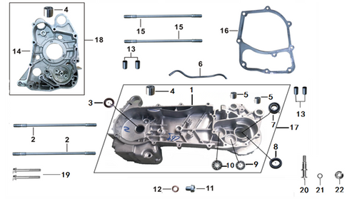18 CRANKCASE ASSY.,RIGHT 052QMI0-0204000F0 EOS 150