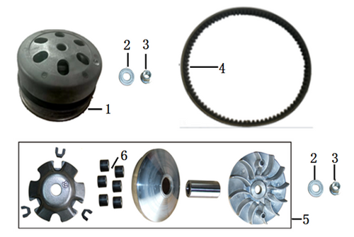 05 Front drive pulley combination (ball 14.5g) 0520MI0-2000080B0 NTS 200i