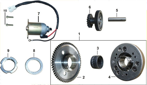 01 STARTING CLUTCH ASSY. 052QMI0-090500000