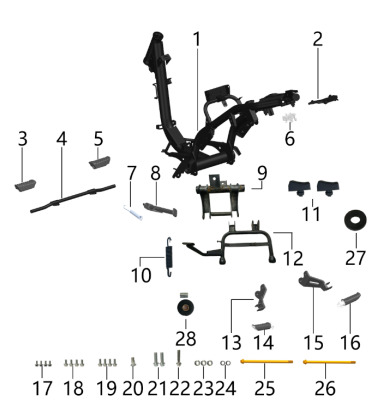 14 Left Footrest Assembly JN.32110-J74-0000