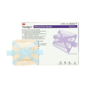 3m Tegaderm Silicone Foam Border Dressing, 4" X 4", Pad Size 2 3/8" X 2 3/8"