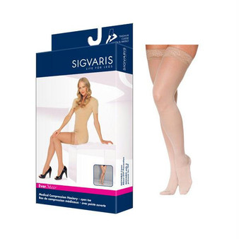 783n Style Sheer Thigh, 30-40mmhg, Women's, Medium, Long, Suntan