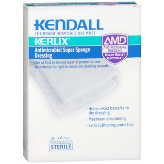 Kerlix Amd Antimicrobial Island Dressing Super Sponge, 6" X 6-3/4" Square