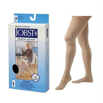 Jobst Opaque Thigh-high With Silicone Border, 30-40, Closed Toe, Honey, X-large