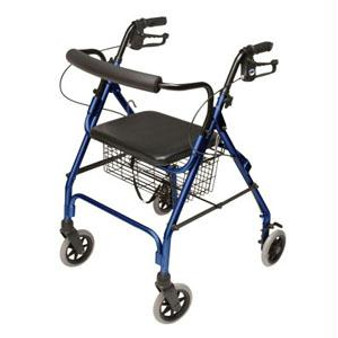 Lumex Walkabout Lite Four-wheel Rollator, Blue, 6" Wheel