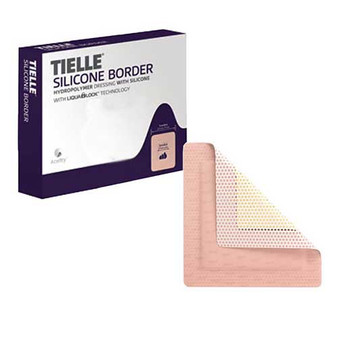Tielle Essential Silicone Border Foam Dressing, 4" X 7-7/8"