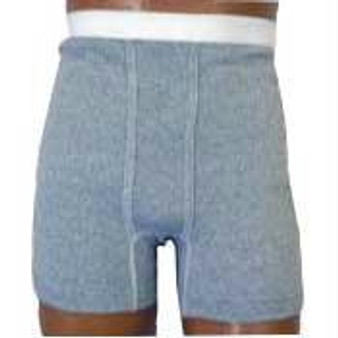 Options Men's Boxer Brief With Built-in Barrier/support, Gray, Dual Stoma, Medium 36-38