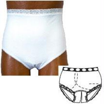Options Split-cotton Crotch With Built-in Barrier/support, White, Right-side Stoma, Small 4-5, Hips 33" - 37"