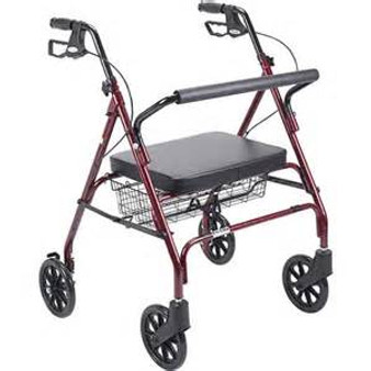 Drive Medical Durable 4-wheel Rollator With Fold Up Removable Back, Red, 25.5" L X 23.5" W X 35" H