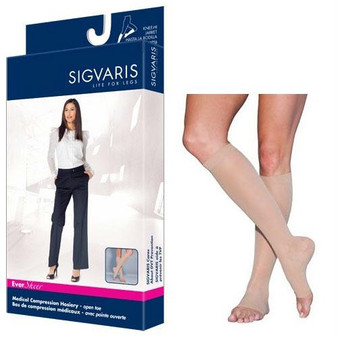 782c Style Sheer Calf, 20-30mmhg, Open Toe, Large, Short, Natural