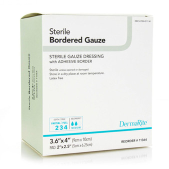 Sterile Border Gauze Dressing With Adhesive Border, 3.6" X 4"