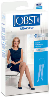 Ultrasheer Thigh-high Compression Stockings With Silicone Lace Band Small, Black