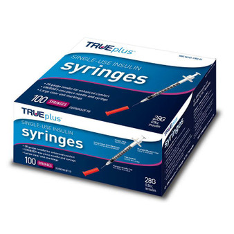 Trueplus Single-use Insulin Syringe, 28g X 1/2", .5 Ml (100 Count)