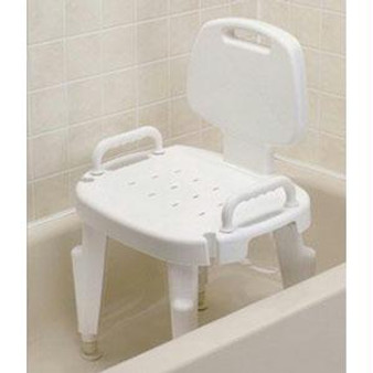Bath Safe Adj Shower Seat W/arms & Back, Brown Box