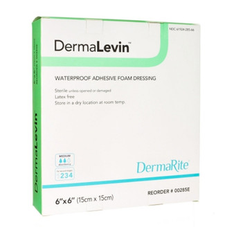 Dermalevin Waterproof Foam Dressing With Border, 6" X 6"