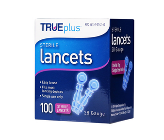 TRUEplus Universal Twist Top 28 Gauge Lancets - Box 100