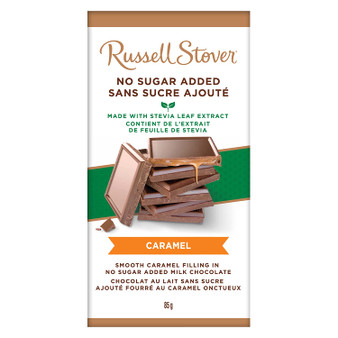 Russell Stover Sugar Free Chocolate Caramel Tile Candy Bar 3oz 1 Bar