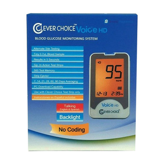 Clever Choice Voice HD Blood Glucose Monitor For Glucose Care