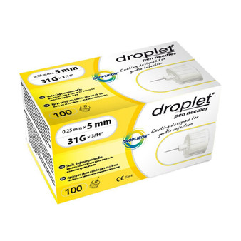 Droplet Pen Needle, 31G 5mm - 100 Ct