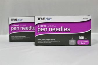 TRUEplus Sterile, Single-Use Pen Needles, 31g, 6mm (1/4 inch) - 2 Pack