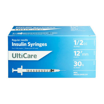 Ulticare Syringe 30g X 1/2", 1/2 ML - 90 Ct (5 Pack)