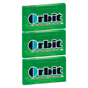 Wrigley's Orbit Sugar Free Gum 14 Pieces - Spearmint Gum (3 Pack)