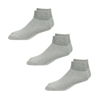 Overt Diabetic Cotton Blend Ankle Socks for Optimal Circulatory Flow, Gray 3 Pair Size 9 - 11 By Curative Diagnostics