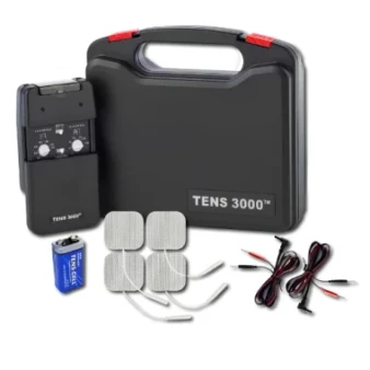 Roscoe TENS 3000 Analog Unit by Roscoe Medical with device, electrodes, lead wires, and carrying case – complete pain relief system