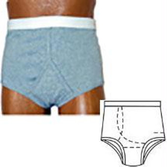 Options Men's Baisc With Built-in Barrier/support, Gray, Right-side Stoma, Small 32-34