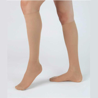 Health Support Vascular Hosiery 20-30 Mmhg, Knee Length, Sheer, Beige, Regular Size A