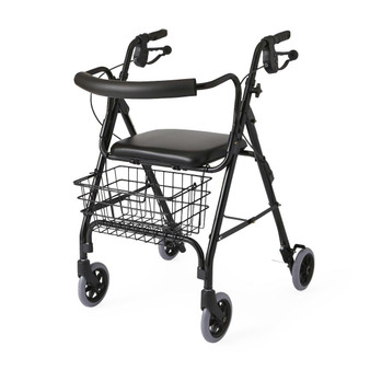 Deluxe Rollator With Curved Back, Black