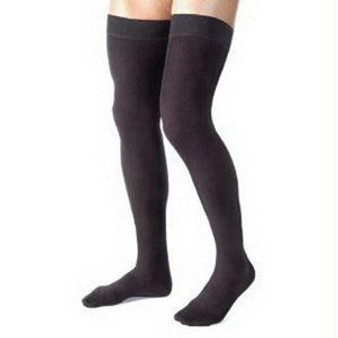 Men's Thigh-high Ribbed Compression Stockings Small, Black