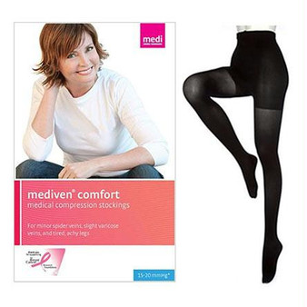 Mediven Comfort Maternity Pantyhose With Adjustable Waistband, 15-20, Closed, Ebony, Size 2