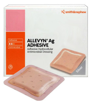 Allevyn Gentle Border Gel Adhesive Hydrocellular Foam Dressing, 4" X 4" Pad Size 3" X 3"