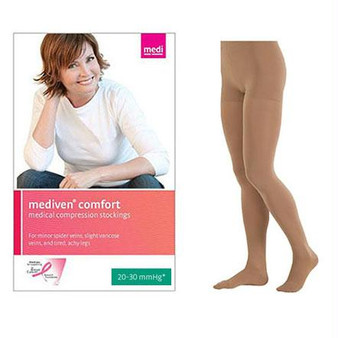Mediven Comfort Pantyhose With Adjustable Waistband, 20-30, Closed, Natural, Size 4