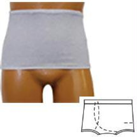Options Ostomy Support Barrier Men's Wrap/brief With Open Crotch And Built-in Ostomy Barrier/support Large, Right Stoma, Light Gray, 40" To 42" Hip Size